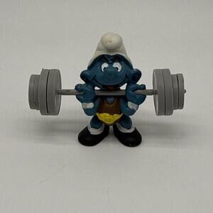 Hefty Super Smurf Weightlifter Figure 1980 Peyo Schleich